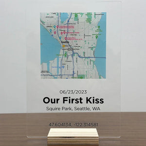 First Time Couple Map Sign with Personalized Plaque - GiftShire