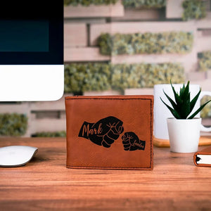 Fist Bump Engraved Wallet for Dad - Personalize up to 5 Kids - GiftShire