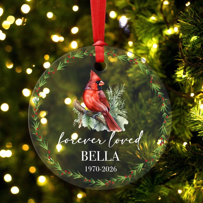 Forever Loved Memorial Ornament with Red Cardinal