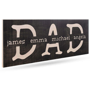 Custom Dad Sign - Personalized Wooden Sign w/ Names, Gift For Dad, Him - GiftShire