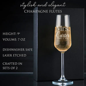 Giftshire's Exquisite Champagne Flute Set with Couples Name - GiftShire
