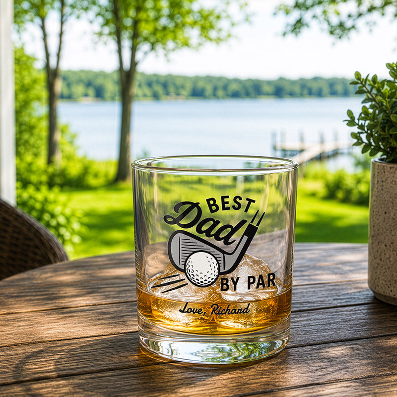 Golf Whiskey Glass, Personalized Gift for Dad