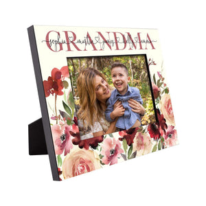 Personalized Grandma Floral Picture Frame, Grandma Christmas Gifts - GiftShire