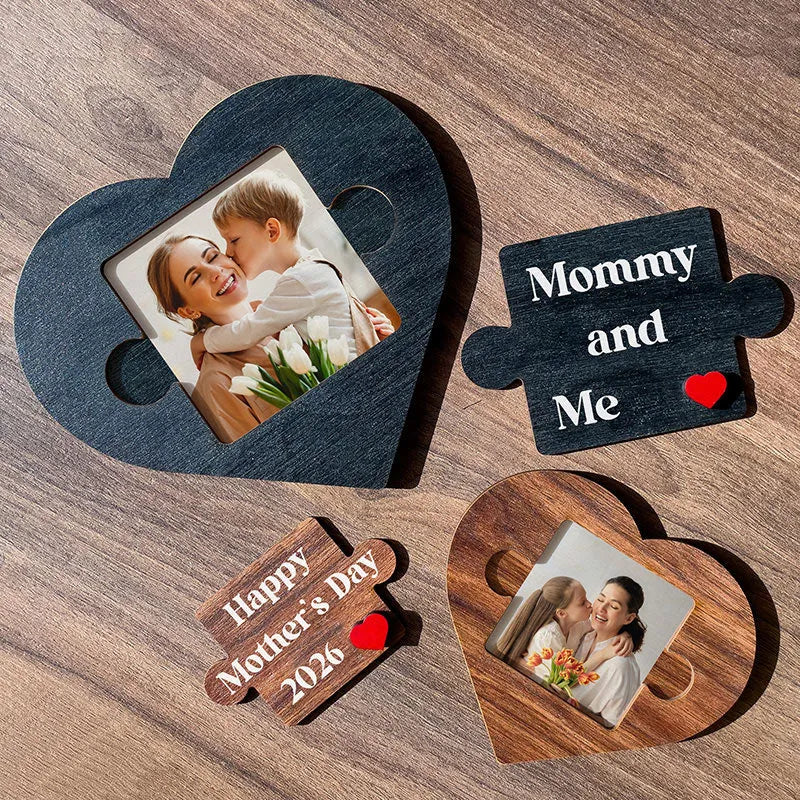 Heart Puzzle Cutout Photo Mom Frame & Board