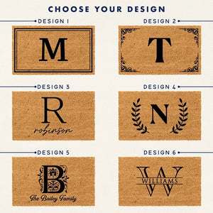 Initial Doormat – Personalized with Family Name - GiftShire