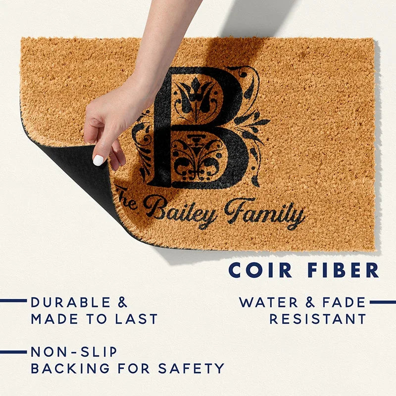 Initial Doormat – Personalized with Family Name - GiftShire