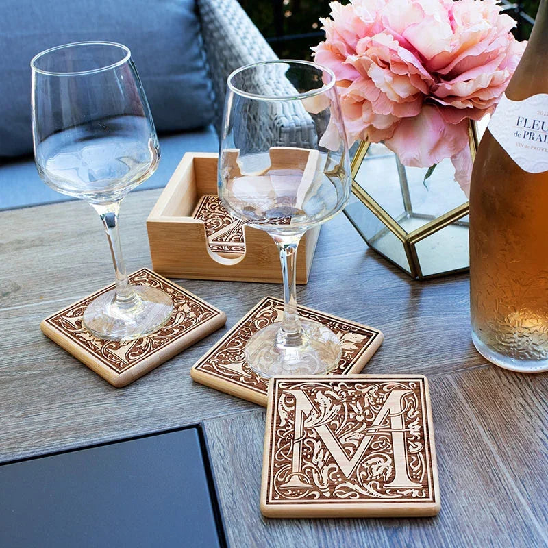Initial Engraved Beverage Mat Coaster