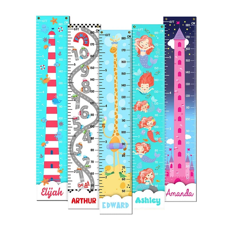 Kids Custom Name Height Chart with Birthday Stickers