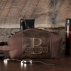 Leatherette Monogrammed Toiletry Bag - Groomsmen & Name - GiftShire