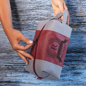 Leatherette Monogrammed Toiletry Bag - Groomsmen & Name - GiftShire