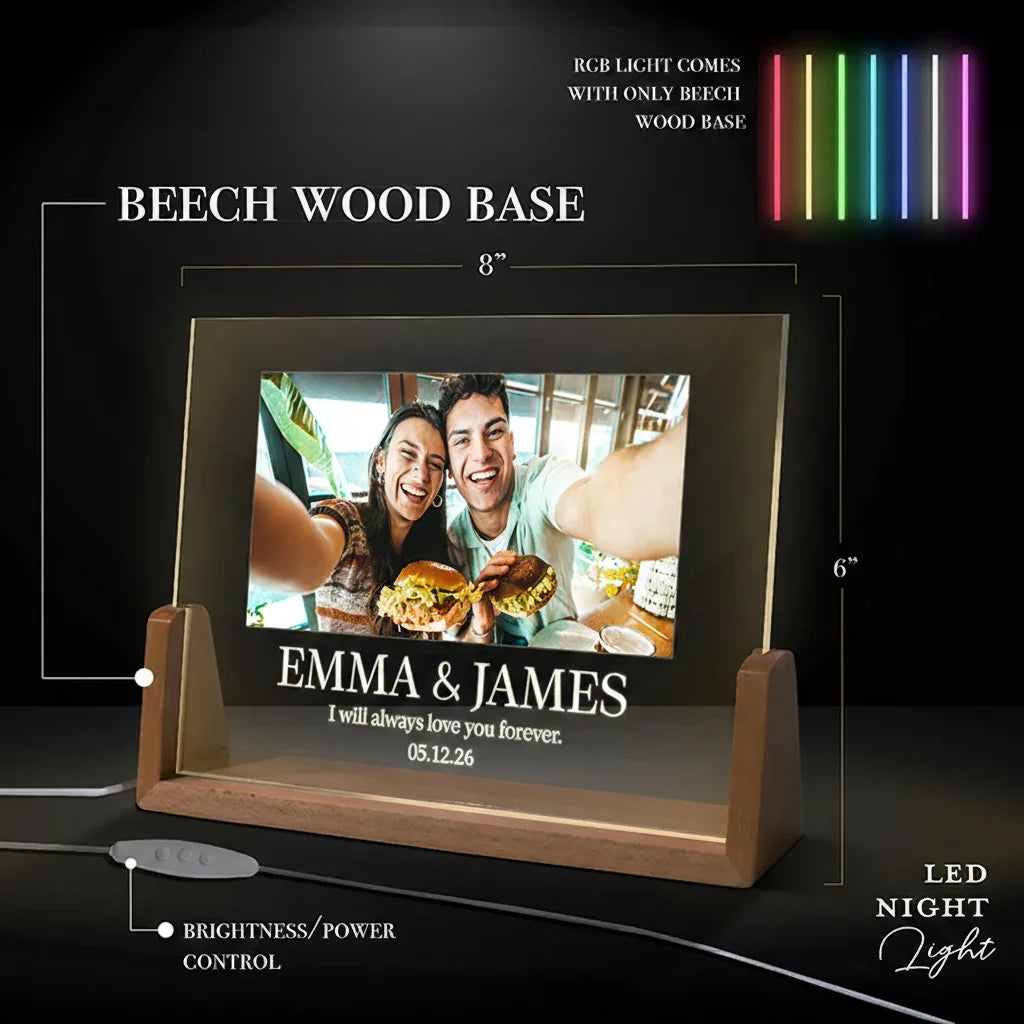 Lovelight Couples Picture Frame with U-shaped Night Light - GiftShire