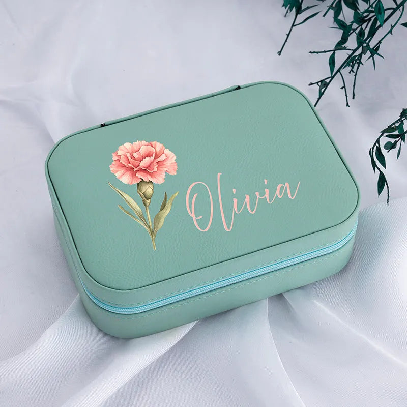 Luxurious Jewelry Box with Birth Flower – Free Customization