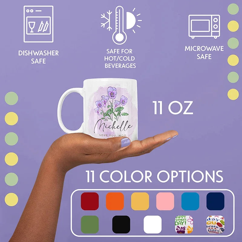 Mom's Flower - Birth Month Ceramic Custom Mug - GiftShire