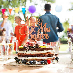 Mr and Mrs Custom Wedding Cake Topper - GiftShire