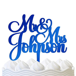 Mr and Mrs Custom Wedding Cake Topper - GiftShire