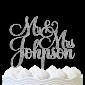 Mr and Mrs Custom Wedding Cake Topper - GiftShire