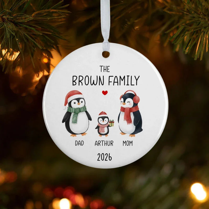 Penguin Family Christmas Ornament – Custom Christmas Tree Hangers