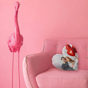 Personalize Heart Shape Photo Pillow with Text - GiftShire