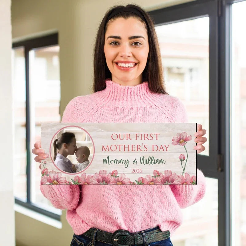 Personalized 1st Mother’s Day Gift – Photo Upload Wall Sign - GiftShire
