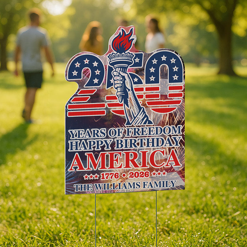 Personalized 250 Years of Liberty & Freedom Yard Sign