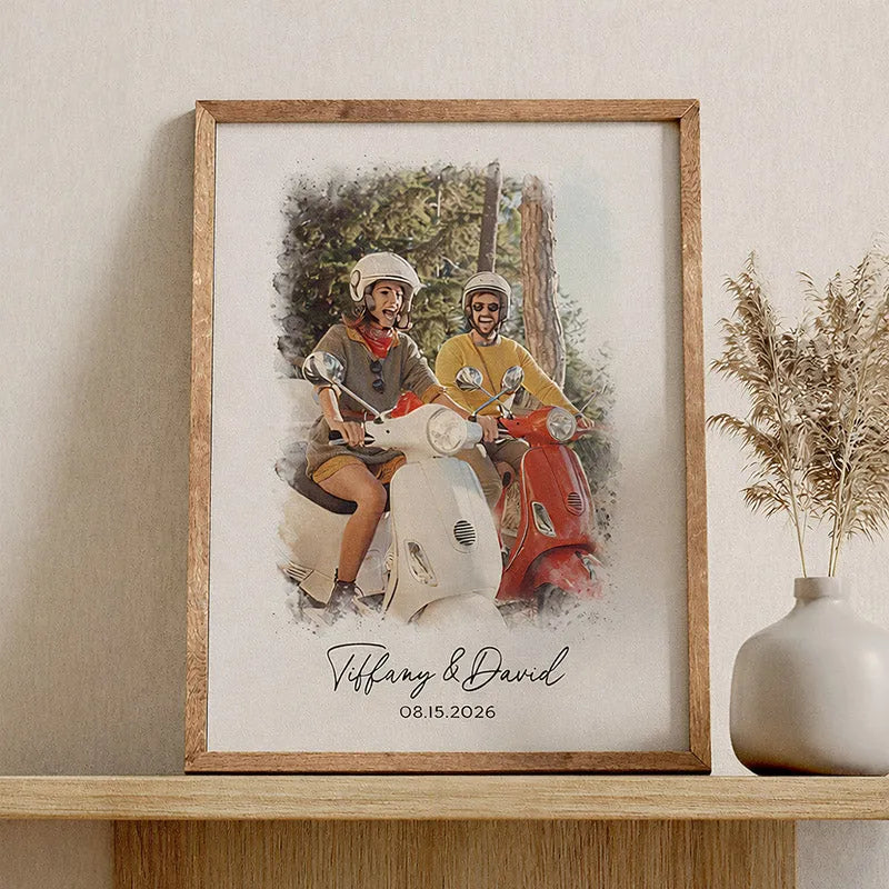 Custom Couple Portrait with Framed Picture