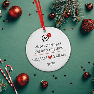 Personalized Couple Ornament, Swiped Right Christmas Ornament for Couples - GiftShire