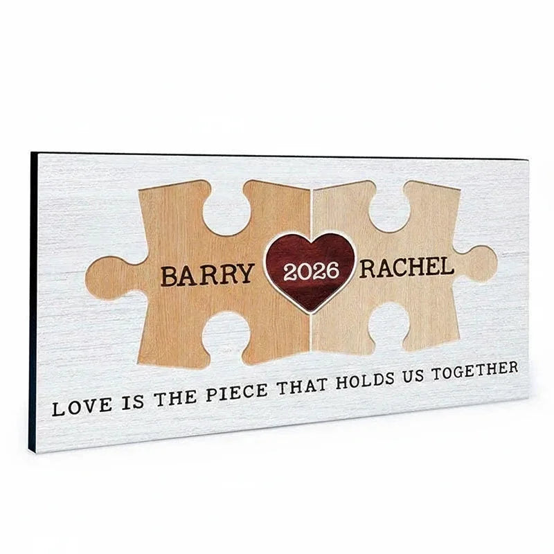 Couples Puzzle Sign with Name & Heart Melting Quote