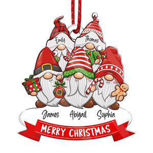 Personalized Family Gnome Cut Out Christmas Ornaments - GiftShire