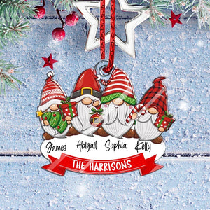 Personalized Family Gnome Cut Out Christmas Ornaments - GiftShire