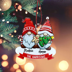 Personalized Family Gnome Cut Out Christmas Ornaments - GiftShire