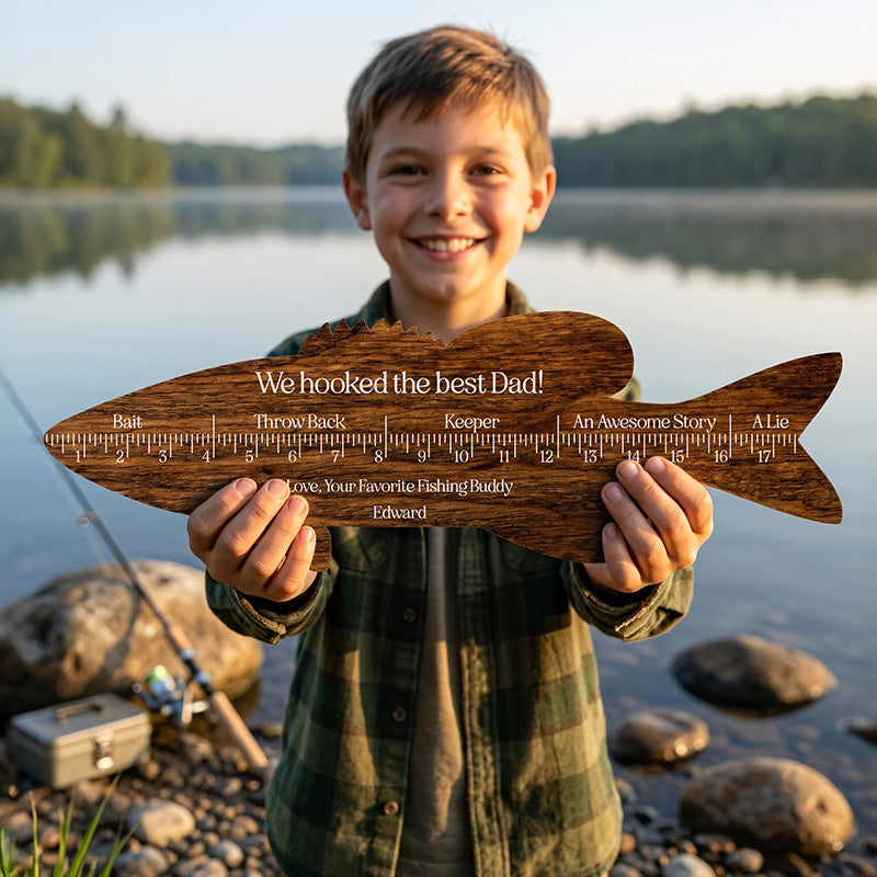 Personalized Fishing Ruler Sign for Dad or Grandpa