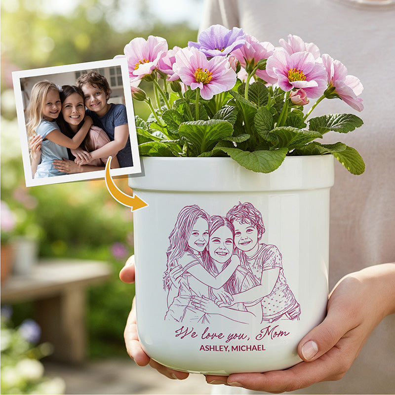 personalised ceramic plant pots Personalized Flower Pot Befunky Photo to Sketch Gift