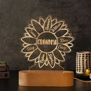 Personalized Grandma Gifts – Custom Sun Flower Night Light - GiftShire