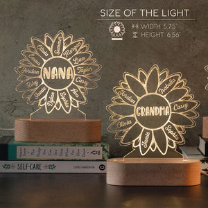 Personalized Grandma Gifts – Custom Sun Flower Night Light - GiftShire