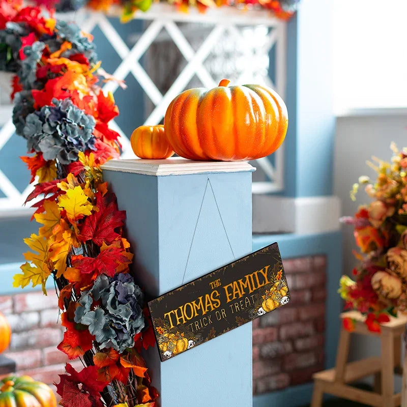 Personalized Halloween Decor Sign with Family Name