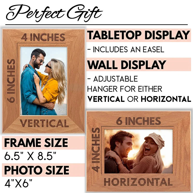 Personalized Heart Engraved Picture Frames for Couple Photos