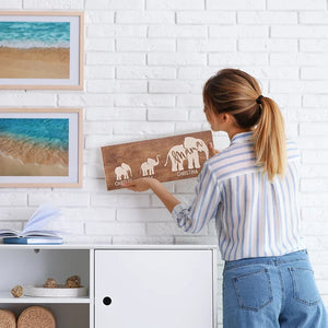 Personalized Mama Elephant Wooden Sign With Calves - GiftShire