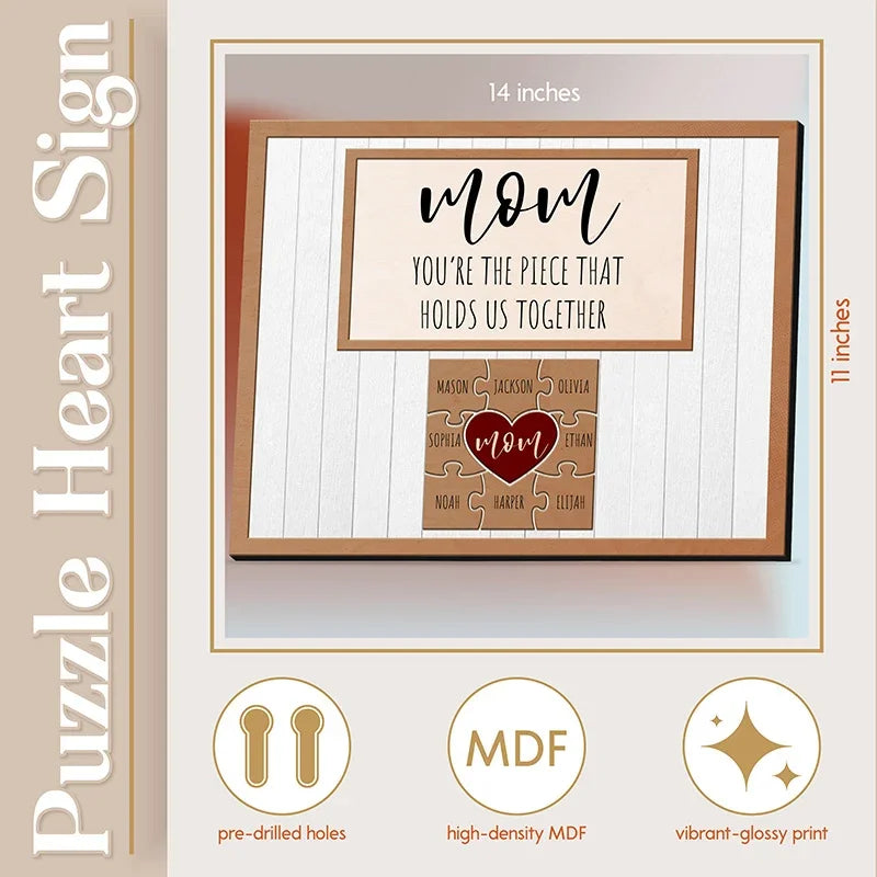 Personalized Mom Puzzle Sign – Piece of Our Heart