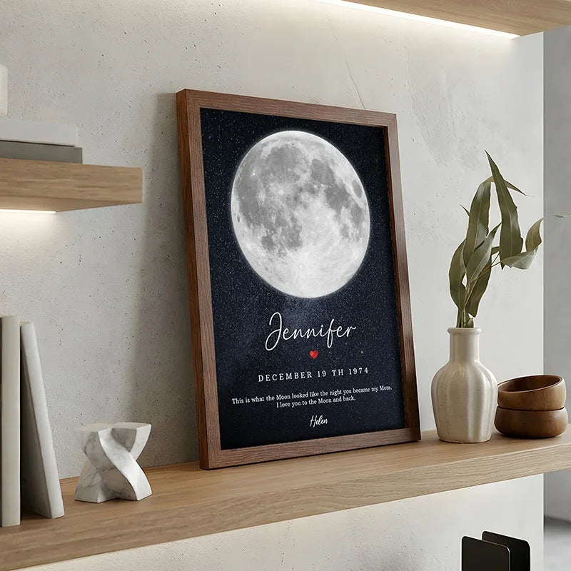Personalized Moon Phase Print Frame for Mom, Grandma, Nana
