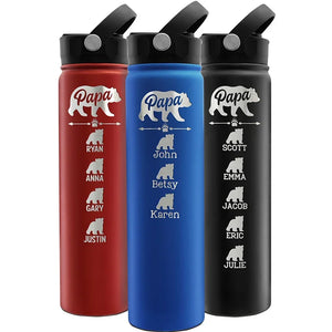 Personalized Papa Bear Water Bottle - GiftShire