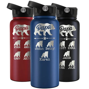 Personalized Papa Bear Water Bottle - GiftShire