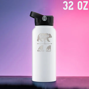 Personalized Papa Bear Water Bottle - GiftShire