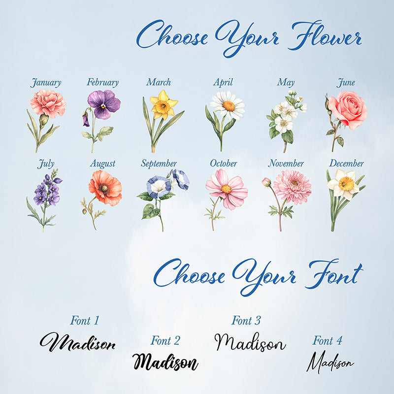 Personalized Ring Dish – Birth Flower & Custom Name
