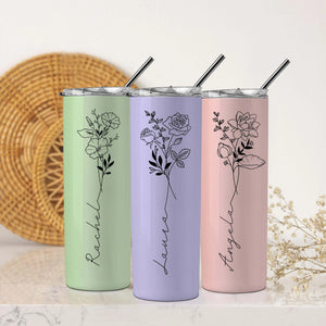 Birth Flower Stainless Tumbler - GiftShire