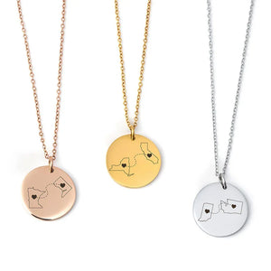 Personalized State To State Necklace For Couples - GiftShire