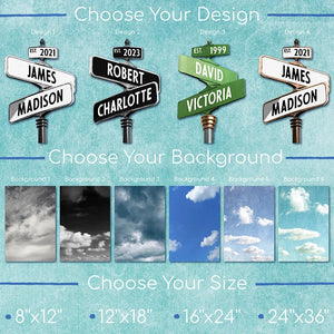 Personalized Wall Art - Couples Canvas Street Sign - GiftShire