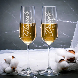 Personalized Wedding Champagne Flute Set for Bridal Party - GiftShire