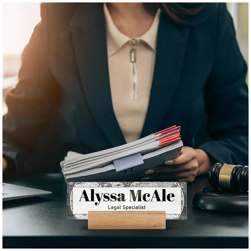 Personalized Wood Base Desk Name Plate - GiftShire