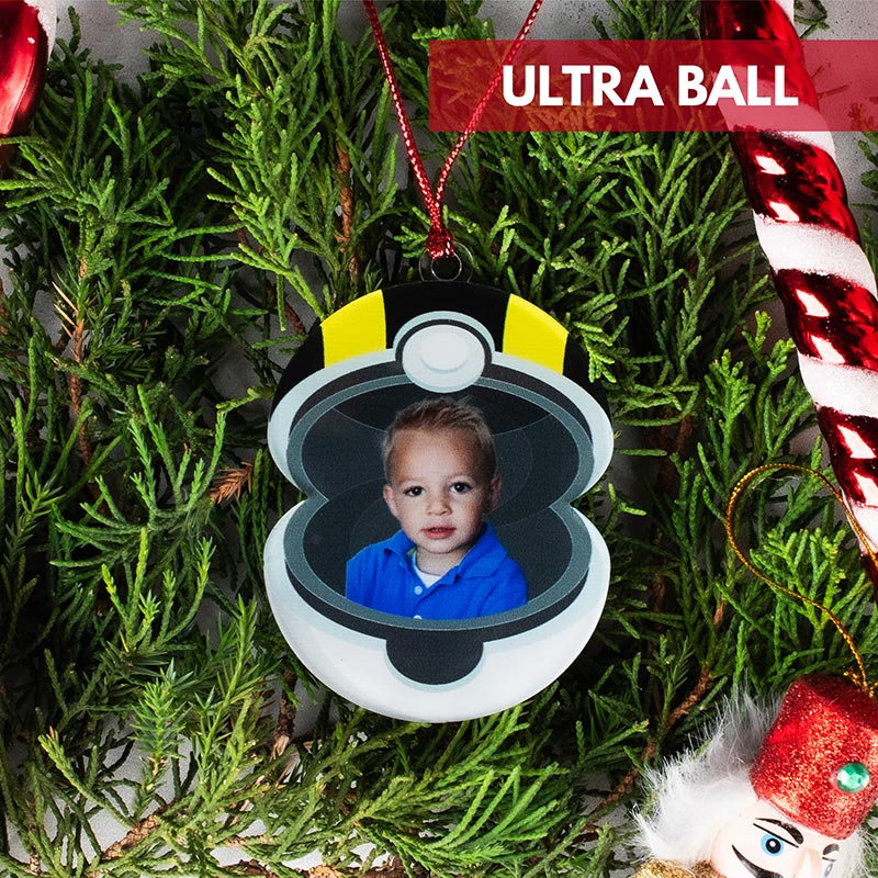 Photo Personalized Poke Ball Christmas Ornament