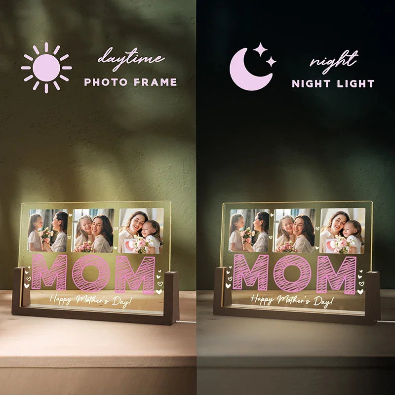 Photo Upload MOM Night Light W/ Text - GiftShire